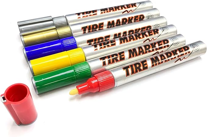 MC MOTOPARTS Permanent Color Tire Pen Marker Lettering Paint Drawing Tool Automotive Motorcycle Care 1 piece (Yellow)