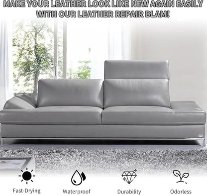 BSCPAM Gray Leather Recoloring Balm,Leather Couch Scratch/Stain Remover,Leather Repair kit for Vinyl Furniture and Car Interior,Leather Dye Paint for Scratched and Faded Leather Couches