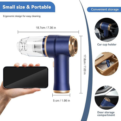 BELIBUY Handheld Car Vacuum Cleaner, Portable Cordless Mini Vacuums with Multi-Nozzles, High Power Dry Hand held Vacuum for Car, Computer, Sofa, Office, Pet, Home
