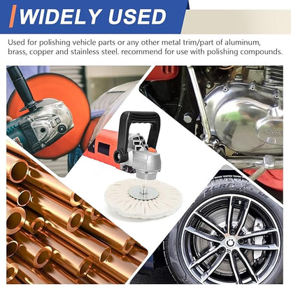 QZATTCAEN Airway Buffing Wheel Kit 8in Extra Thick 16Ply, 5/8in Arbor Hole Aluminum Wheel Polishing kit 3pcs (1* Coarse & 1*Medium & 1*Fine) for Angle Grinder Metal Automotive Body Rim Polishing