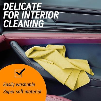 Premium Shammy Cloth for Car Drying - 2 Pack (26”x17”) - Super Absorbent Synthetic Chamois Bathroom,Pets, Dust Remove,- Reusable Non-Scratch Vehicle Dry Towel (Yellow)