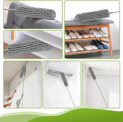 14PCS 100-Inch Extendable Duster Kit – Bendable Chenille/Microfiber/Window Blind Tools for Home/Car/High Ceilings
