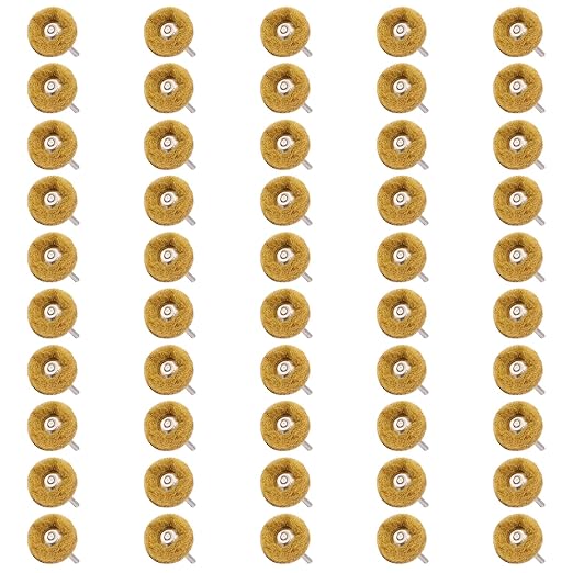 50 PCS Abrasive Buffing Wheels,1 Inch Buffing Polishing Wheel Set for Rotary Tool Accessorie 1/8'' (3mm) Shank, Yellow 80 Grits for Metal,Wood, Rust Removal