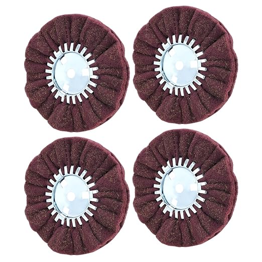 QZATTCAEN 8" Non-Woven Airway Buffing Wheel, 5/8" Arbor Hole | Surface Prep Wheel for Angle Grinder, Ideal for Sanding & Polishing Aluminum, Stainless Steel - 4 PCS