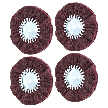QZATTCAEN 8" Non-Woven Airway Buffing Wheel, 5/8" Arbor Hole | Surface Prep Wheel for Angle Grinder, Ideal for Sanding & Polishing Aluminum, Stainless Steel - 4 PCS