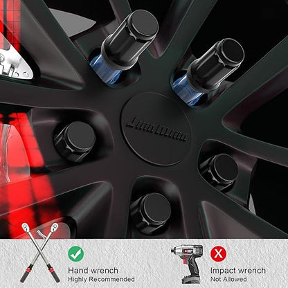JiiinMiiin 20PCS M12x1.5 Lug Nuts Chrome 6 Spline Tuner, Closed End Aftermarket Locking Lugnuts 1.38 inch Length with 1 Socket Key 60 Degree Conical/Cone Bulge Seat