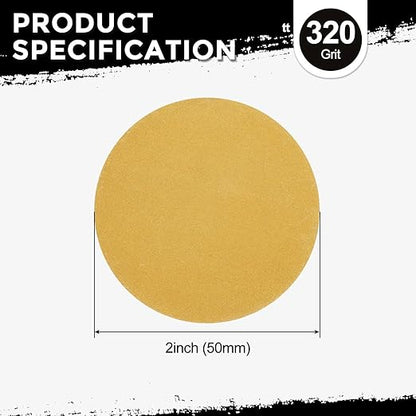 Kozelo 30 Pcs Sanding Discs 2 Inch 320 Grit Hook and Loop Random Orbital Sandpapers Suitable for Drywall Sander Wood Metal Furniture, Yellow