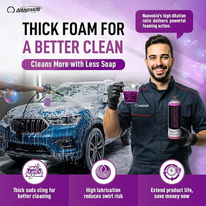 Nanoskin HYPER SUDS Foaming Car Wash Shampoo 55 Gallons - Ultra Concentrated: Works with Foam Cannon, Foam Gun, Bucket Wash, Pressure Washer | Ideal for Use in Mixing/Metering systems | 800:1 Dilution