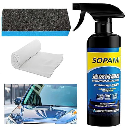 Sopami Car Coating Spray,Quick Effect Coating Agent,Car Scratch Wax Polish Spray,Oil Film Emulsion Glass Cleaner,Extremely Hydrophobic,Unmatched Slickness-Car Care Products (16.91 Fl Oz)