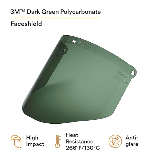 3M Polycarbonate Faceshield WP96C, Dark Green, 82702-00000, Pack of 1
