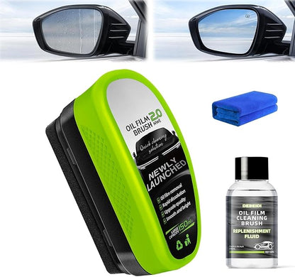 Oil-Free Car Glass Brushes, Automotive Oil Film Cleaning Brush for Car Windows, 2025 Upgrade 2.0 Cleaning Doard, 150ml Universal Clearvision Glass Cleaner (1PCS)