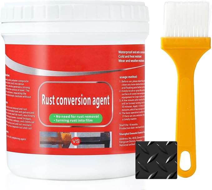winblot Rust Conversion Agent 300g, Multi-Functional Anti-Rust Paint, Water-Based Metallic Paint, Rust Remover for Metal,Universal Anti-Rust Paint Rust Removal Conversion Agent (Black)