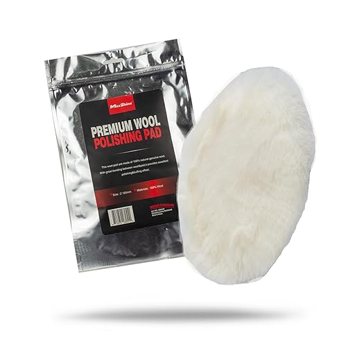 Maxshine 5" Universal Wool Buffing Polishing Pad – 100% Natural Wool with Hook & Loop – Professional Pad for Paint Correction & Oxidation Removal – DA & Rotary Compatible (125mm)