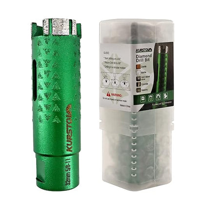 KURSTOL Diamond Core Drill Bits - 2pcs 1-1/4 Inch with 58-11 Thread Granite Hole Saw Dry or Wet Drilling Hard Stone Marble Concrete Quartz Countertop Laser Welded Masonry Coring(32mm)