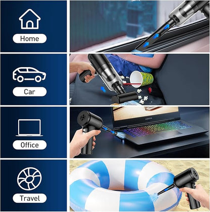SHLNLI Handheld Car Vacuum Cleaner, 9000Pa Hand Held Vacuum Portable Cordless，2 in 1 Air Duster and Mini Vacuum Cleaner with LED Light, 120W High Power Small Vacuum for Car, Home, Office, Pet（Black）