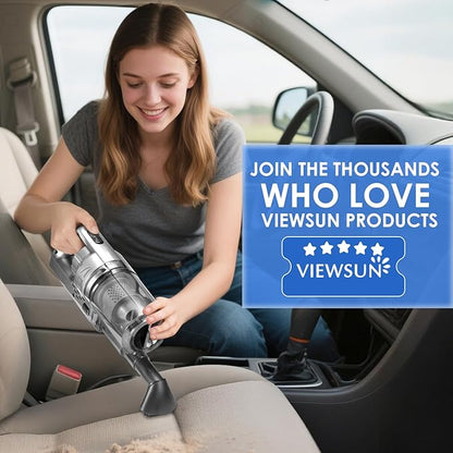 Viewsun Car Cleaning Kit, 17PCS Car Interior Detailing Kit with Gray High Power Handheld Vacuum, Detailing Brush Set, Windshield Cleaner, Cleaning Gel, Complete Auto Accessories for Men, Women