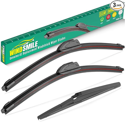 24" 17" 12" Windshield Wiper Blades Replacement for Toyota RAV4 2006 2007 2008 2009 2010 2011 2012 RAV 4 Premium All Weather Front Rear Wipers Set - OEM Quality (Pack of 3)