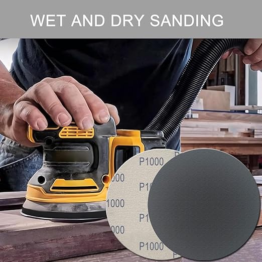 6 Inch 50 Pcs Wet Dry Sanding Discs Hook and Loop, 1000 Grit Sandpaper Automotive Wood Metal Polishing & Sanding, Silicon Carbide Sand Paper for Random Orbital Sander (Grit 1000)