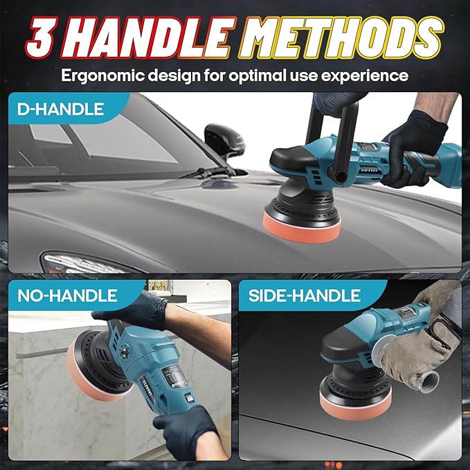 Cordless Car Buffer Polisher for Makita 18V Battery (Not Included), 5 Inch Orbital Polisher, 6 Variable Speed, Buffer Waxer Kit for Car Boat Detailing, Polishing, Scratch Removing