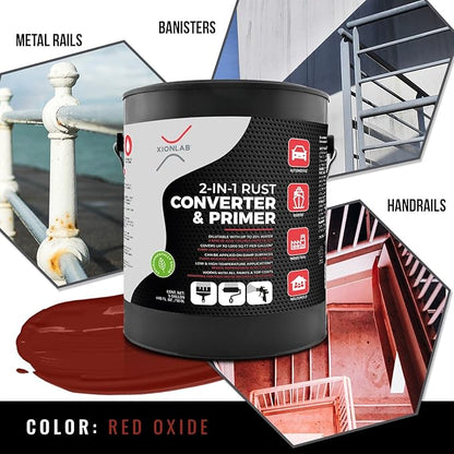 2-in-1 Rust Converter & Metal Primer - 1 Gallon Red Rust Paint Inhibitor for Metal, Ultra Car Rust Reformer & Encapsulator, Long-Lasting Anti Rust Conversion Coating, Heat Resistance.Covers up to 1,000 Sqft. Per Gallon. Permanently Stops Corrosion. Mad...