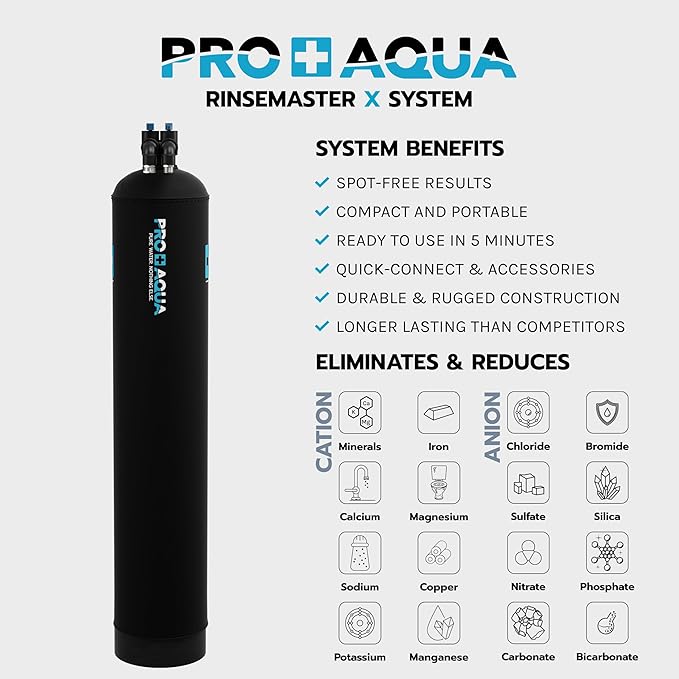PRO+AQUA RinseMaster X | Spotless 10,300 Gallon Deionizer Spot-Free System for Car Wash, Manufacturing Washing, High Capacity Spotless Water for Factory Use