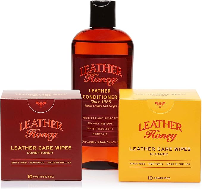 Leather Honey Cleaner Wipes with Conditioner Wipes and 8oz Conditioner