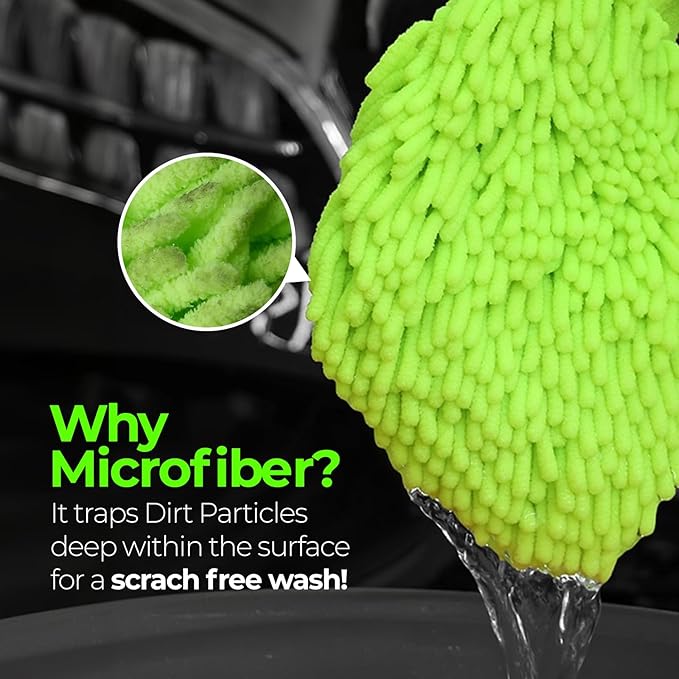 Premium Chenille Car Wash Mitt - Ultra-Soft, Scratch-Free, and Lint-Free Microfiber Mitt for Superior Car Wash Kit, Car Detailing, and Car Cleaning Supplies (1)