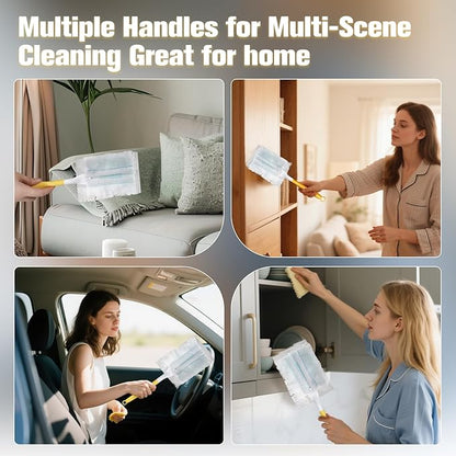 12PCS Replacement Dust Handles Stick Only Compatible with Swiffer Duster Handle Extendable Detachable Wand for Cleaning Car Blinds Furniture Electronics (12, Yellow & White)