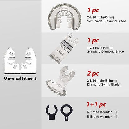 EZARC Diamond Oscillating Tool Blade Set, Multi Tool Mortar Cutting Saw Blades Precise for Grout Removal, 4-Pack