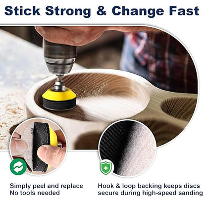 308 Pieces 3 Inch Sanding Discs, GOH DODD Wet Dry Sandpaper with Interface Pad and Backer Plate 1/4" 1/8" Shank, 60-10000 Grits Grinding Abrasive Sand Paper for Auto Metal Glass Resin Wood Sanding