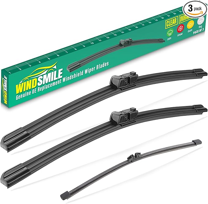 24" 20" 12" Windshield Wiper Blades Replacement for Ford Mustang Mach-E 2021 2022 2023 2024 2025 Mustang Mache Premium All Weather Front Rear Wipers Set - OEM Quality (Pack of 3)