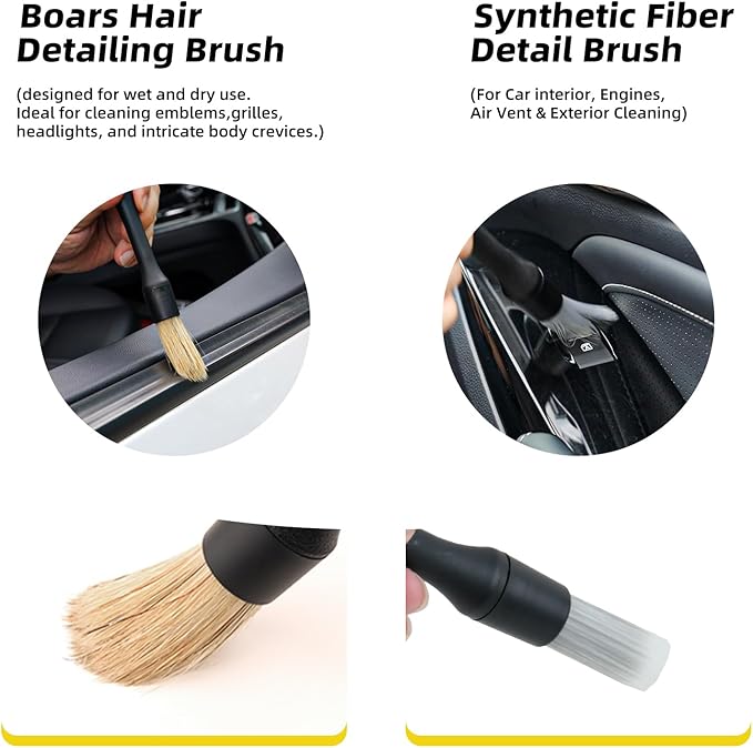 10PCS Car Interior Cleaning Kit - Car Detailing Brush Set with Leather Cleaning Brushes, Dash Duster, Cleaning Gel & Microfiber Towels | Deep Clean Seats, Vents, Dash & Crevices