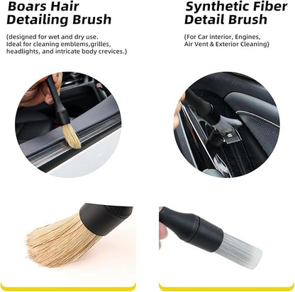 10PCS Car Interior Cleaning Kit - Car Detailing Brush Set with Leather Cleaning Brushes, Dash Duster, Cleaning Gel & Microfiber Towels | Deep Clean Seats, Vents, Dash & Crevices