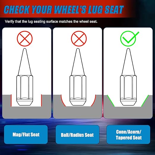 JiiinMiiin M10x1.25 Long Steel Spike Lug Nuts, Thread Pitch 10x1.25, Set of 16 ATV Wheel Nuts with A Socket. [Red]