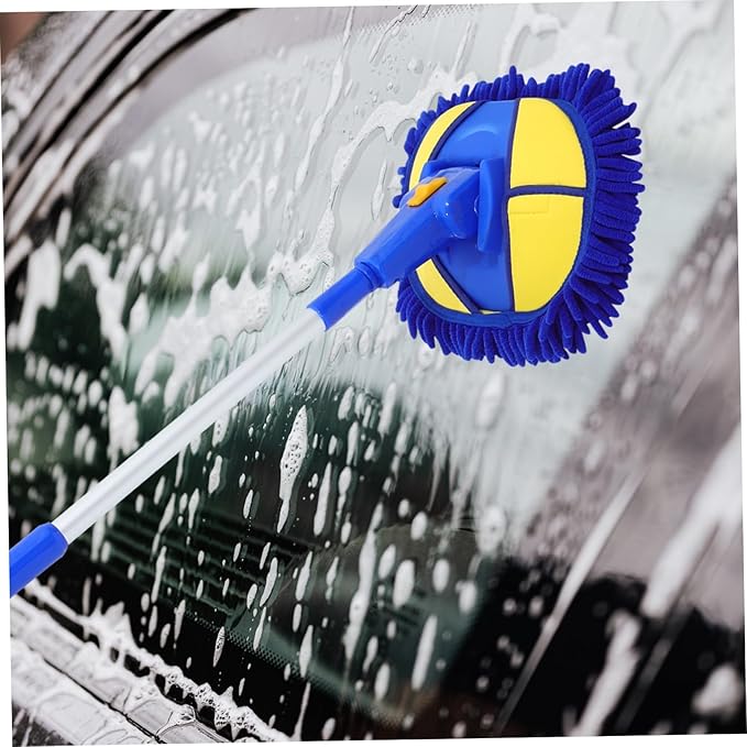 Extendable Car Wash Mop Chenille Cleaning Tool for Cars Trucks and Suvs Design for Easy Storage and Use for Interior and Exterior Detailing