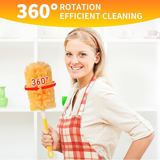 50 Count Larger Size Duster Refills for Swiffer Dusters with 1 Handle - Multi-Surface Feather and Microfiber Duster Disposable Alternative, Heavy Duty Cleaning Kit for Home, Furniture, Blinds and Vent