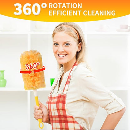 50 Count Larger Size Duster Refills for Swiffer Dusters with 1 Handle - Multi-Surface Feather and Microfiber Duster Disposable Alternative, Heavy Duty Cleaning Kit for Home, Furniture, Blinds and Vent