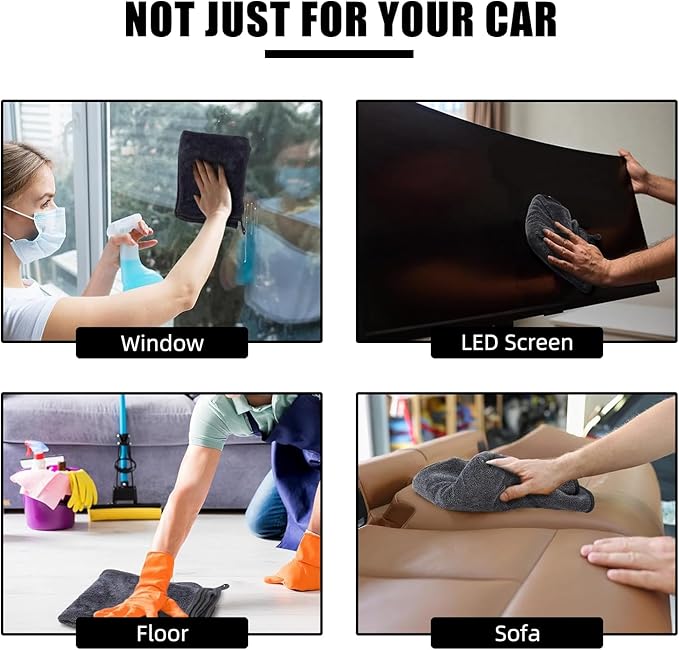 2Pack1300 microfiber towels for cars 36“ x 24” & 24“ x 16” and 2 Double Sided Car Wash Mitts Set, Super Absorbent, Scratch-Free, Reusable, For Car Detailing, Washing, Waxing, Motorcycle, Windows