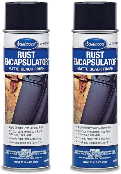 Eastwood Rust Encapsulator Aerosol | Quick Drying with UV Resistance and Heat Resistance up to 400 Degrees Fahrenheit | 15 Oz, Black | 2 Pack