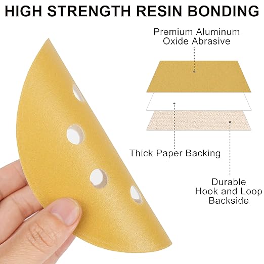 LotFancy 100 PCS 320 Grit Sandpaper, 5 Inch 8 Hole Sanding Disc Aluminum Oxide, Orbital Sander Sandpaper for Stripping Paint, Sand Paper for Wood, Plastic, Rust Removal, Random Orbital Sander Pads
