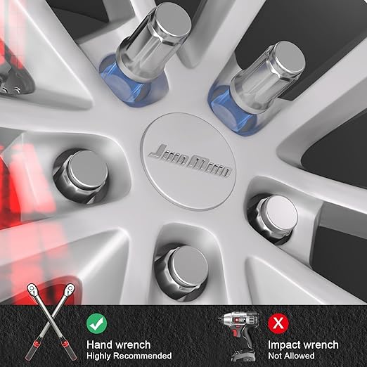 JiiinMiiin 20PCS M12x1.5 Lug Nuts Chrome 6 Spline Tuner, Closed End Aftermarket Locking Lugnuts 1.38 inch Length with 1 Socket Key 60 Degree Conical/Cone Bulge Seat