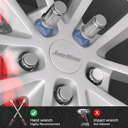JiiinMiiin 20PCS M12x1.5 Lug Nuts Chrome 6 Spline Tuner, Closed End Aftermarket Locking Lugnuts 1.38 inch Length with 1 Socket Key 60 Degree Conical/Cone Bulge Seat
