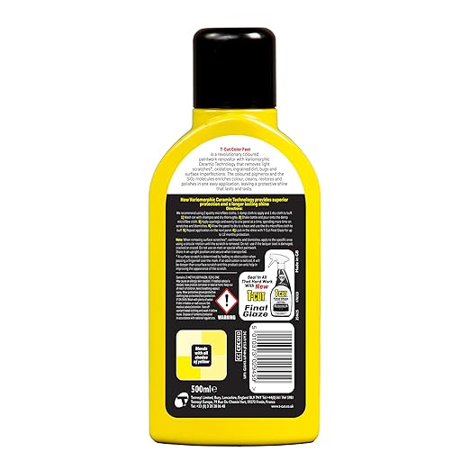 T-Cut Yellow Scratch Remover, Color Fast Paintwork Restorer Car Polish, 13 Colors Available, 17 Fl Oz