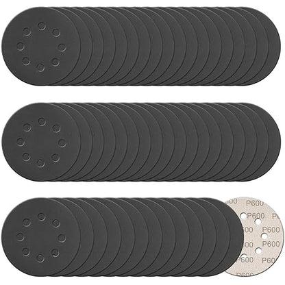 100 Pcs 5 Inch Sanding Discs Hook & Loop 8 Holes Wet Dry 600 Grit Sandpaper Silicon Carbide Sand Paper for Orbital Sander Automotive Wood Plastic Metal Polishing (100Pcs 600 Grit)