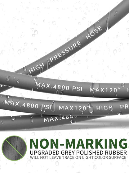 3/8" 4800PSI Pressure Washer Hose 125FT with Swivel Quick Connect for Cold/Hot Water Max 248°F, Kink Resistant Steel Wire Braided, Wear Resistant Power Washer Hose with M22 14mm Adapter