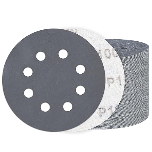 100PCS 5 Inch Hook and Loop Sanding Discs 1000 Grit, 8 Hole Wet Dry Orbital Sander Sand Paper, Silicon Carbide Sandpaper for Automotive Wood Metal Glass