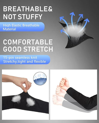 Geyoga 2 Pairs Arm Sleeves Guards Arm Protectors for Thin Skin and Bruising Protective Cut Resistant Sleeves for Men Women(X-Large,Hppe,Black)