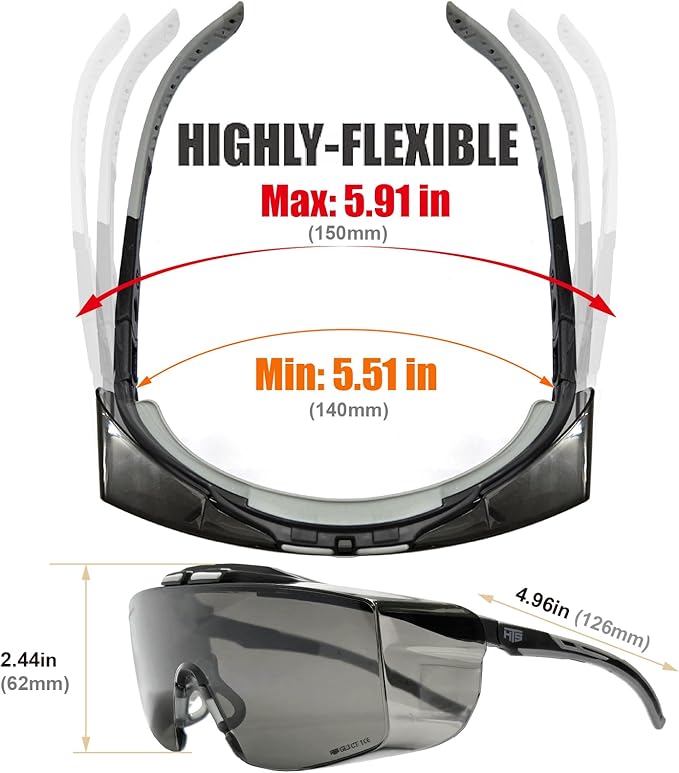 HTS HUNTERSKY HUNTERSKY ANSI Z87 Anti Fog Lab Safety Glasses Fit Over Eyeglasses Up to 1.88 inch 100% UV Protective Goggles