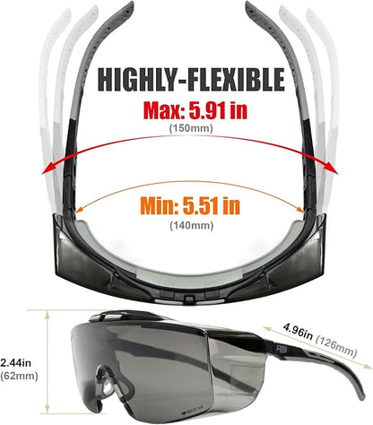 HTS HUNTERSKY HUNTERSKY ANSI Z87 Anti Fog Lab Safety Glasses Fit Over Eyeglasses Up to 1.88 inch 100% UV Protective Goggles