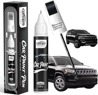Diamond Black Crystal Pearl(PXJ/KXJ) for Jeep Touch Up Paint Pen, 2 in 1 Car Scratch Remover with Pen Tip and Brush, Precise Color Match for Car Paint Scratch Repair, Quickly and Easily Fix Chips and Nicks